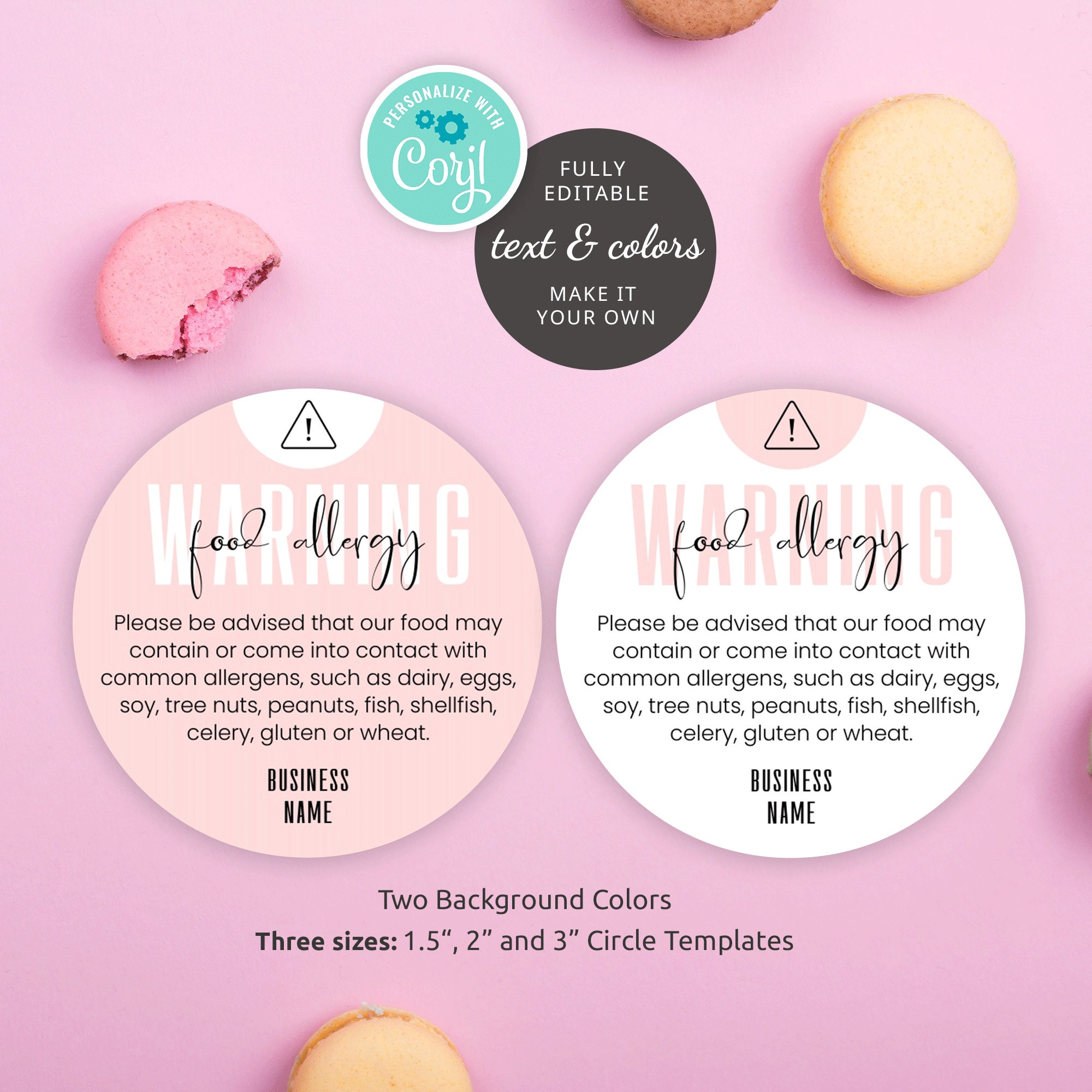 DIY Allergy Warning Sticker Template Feminine Food Allergens - Etsy ...