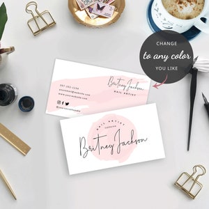 Feminine Business Card Template Printable Contact Cards - Etsy