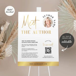 Meet the Author Sign Template, White & Gold Book Signing Event Poster ...