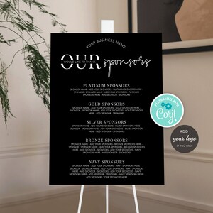 Company Sponsors Sign Template, Minimalist Fundraiser Sponsors List ...