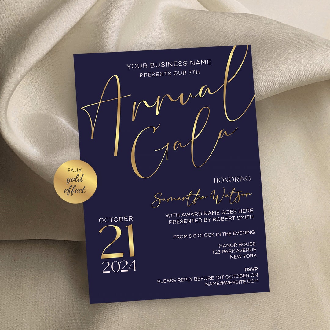 Buy Navy \u0026 Gold Gala Invite Template, Editable and Printable Corporate  Dinner Invitation, Custom Elegant Business Event Flyer Design, Instant  Online ..., image size:1080x1080