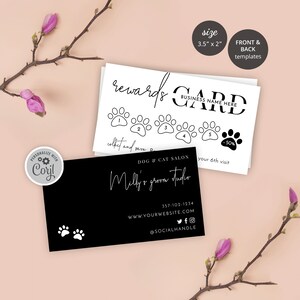 View of Dog Groomer Loyalty Card Template, Editable Pet Salon Rewards Cards ...