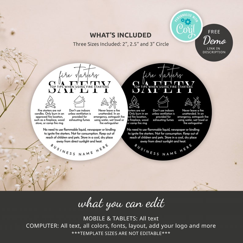 DIY Fire Starters Warning Label Template Eco Firelighters Etsy