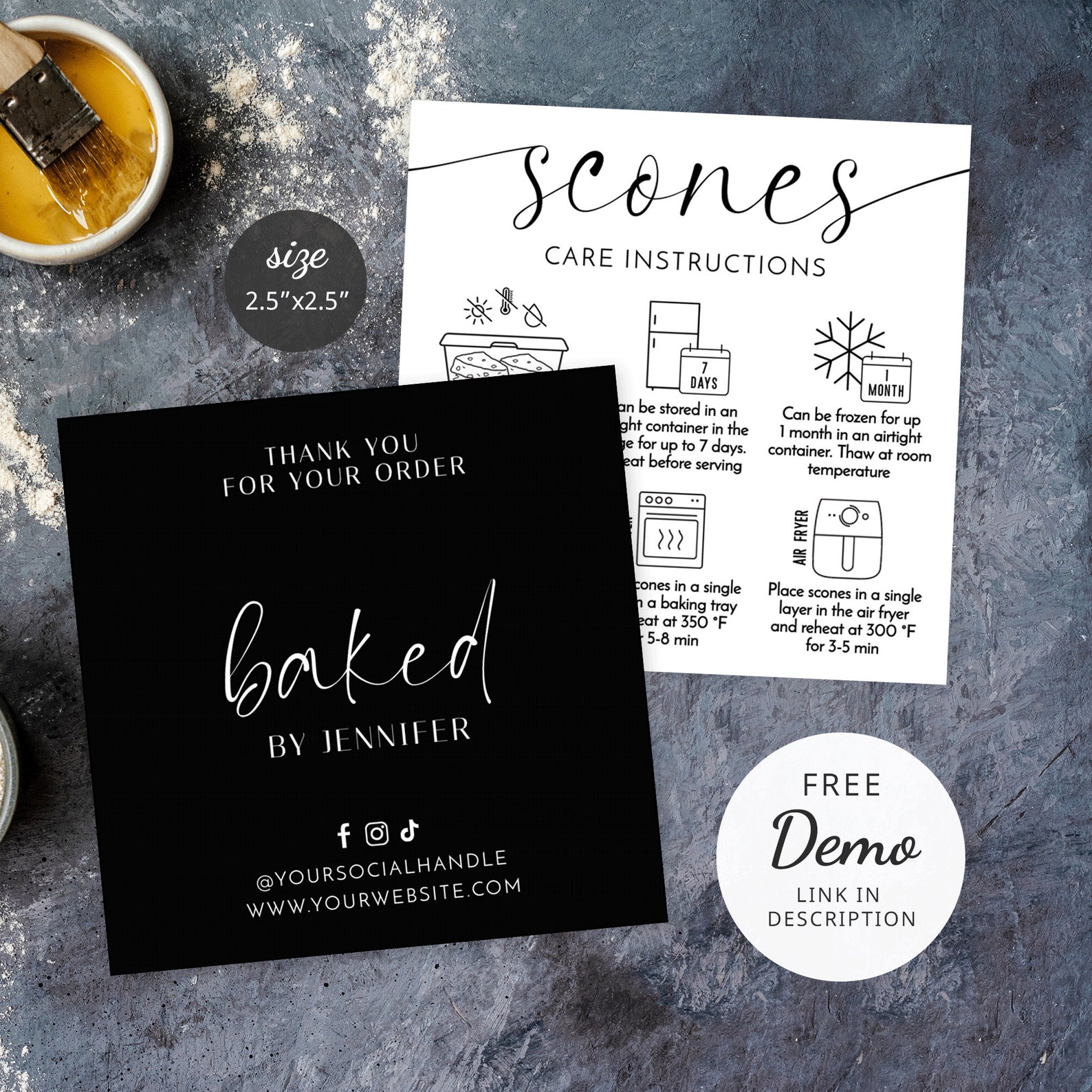 Scone Storage Scones Care Card Template, Custom Storage & Reheating Instructions for ...