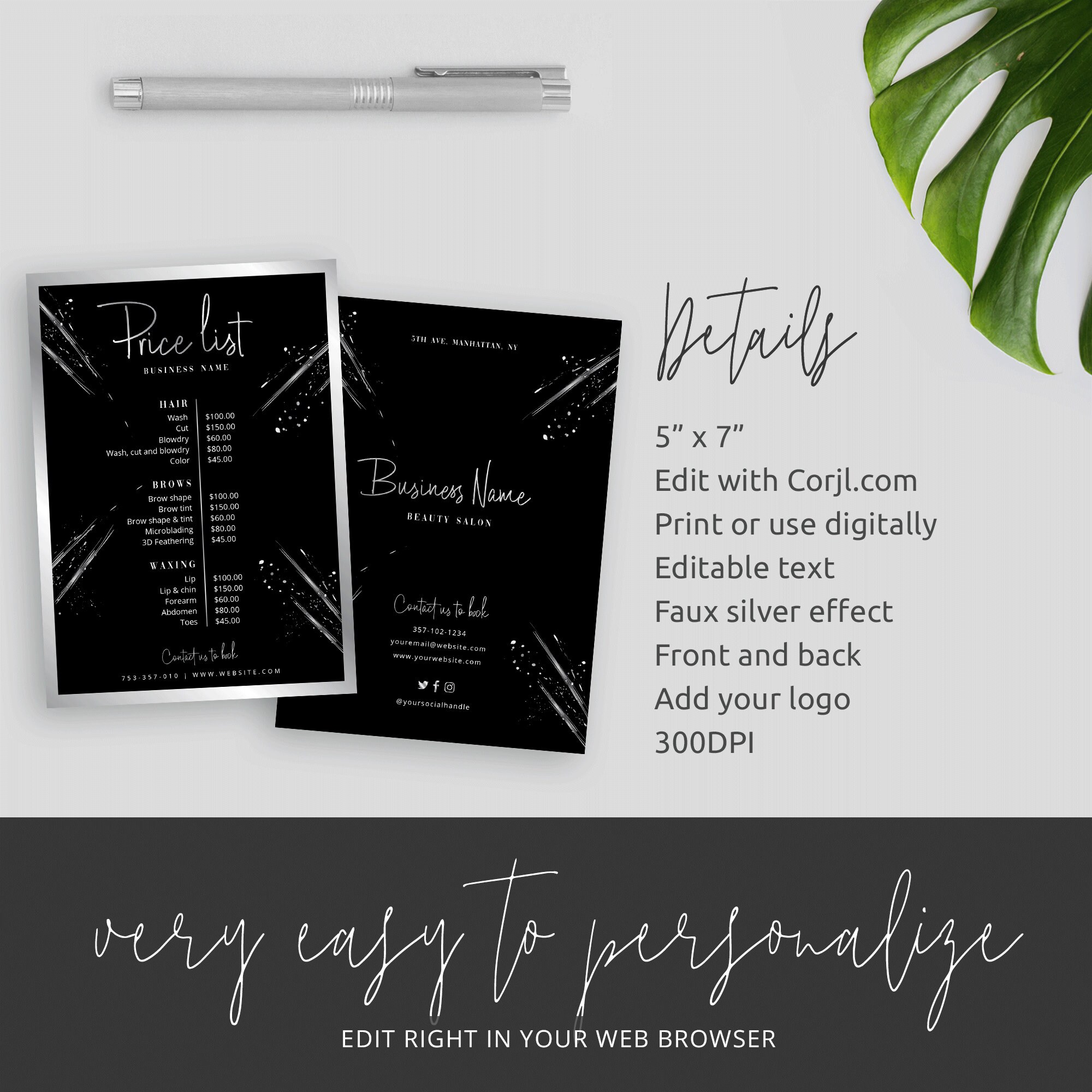 DIY Price List Template Business Price List 5x7 - Etsy