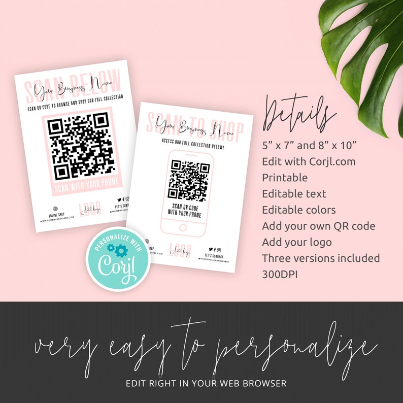 Custom QR Code Sign Design Scan QR Code Template Printable - Etsy