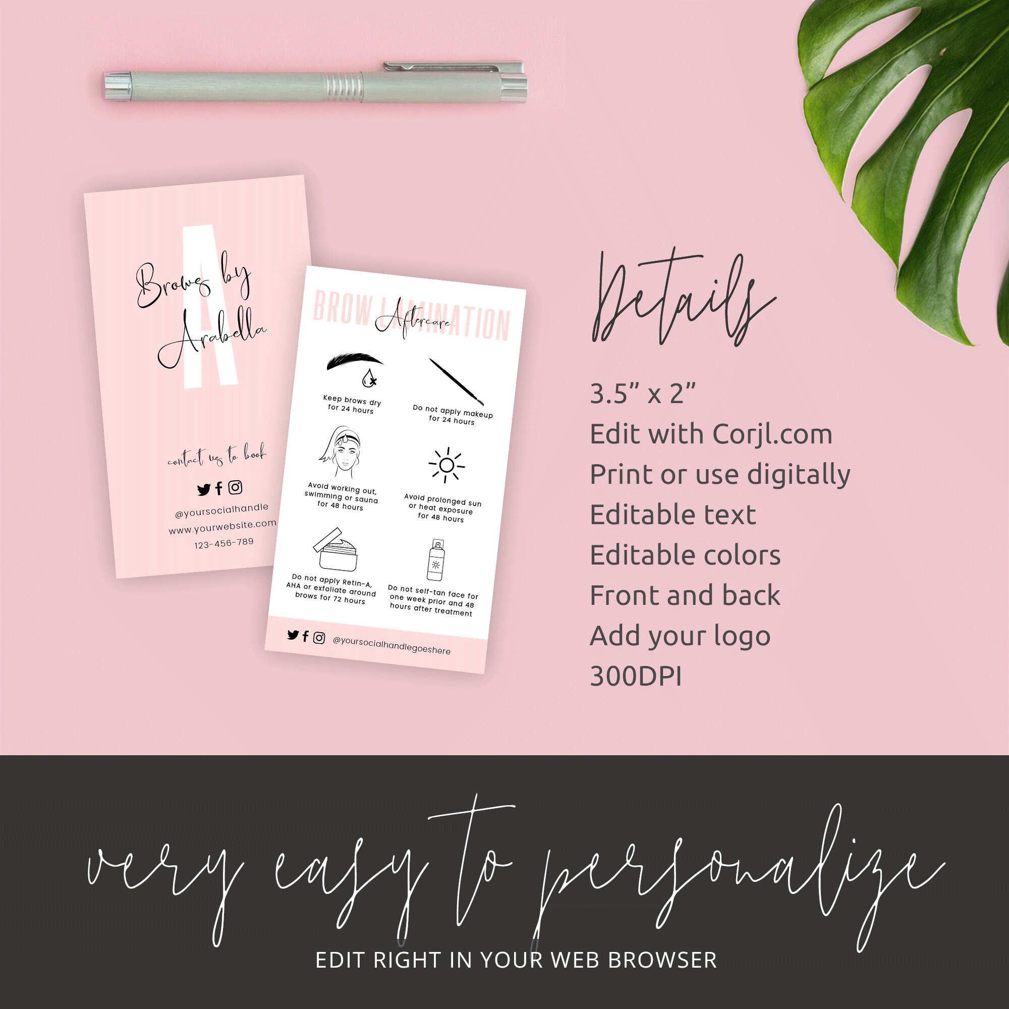 Editable Brow Aftercare Card Brows Tint Care Instructions Etsy UK