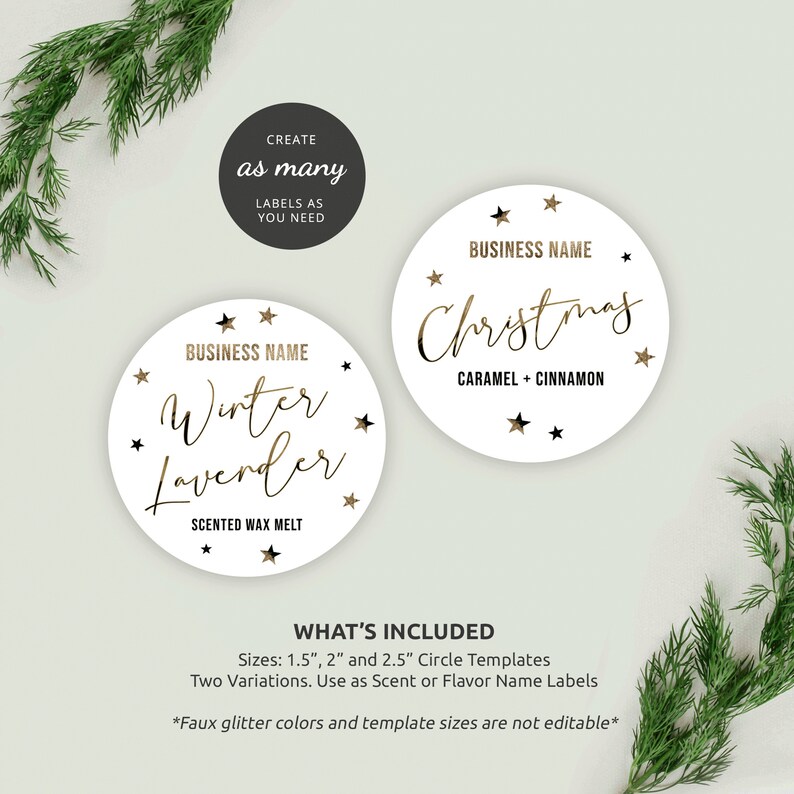 Christmas Scent Name Labels Template Printable Winter Flavour Etsy