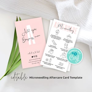 Microneedling Aftercare Template, Editable Facial Care Card, Printable Facial Treatment Post Care Instructions, Beautician Care Guide P01