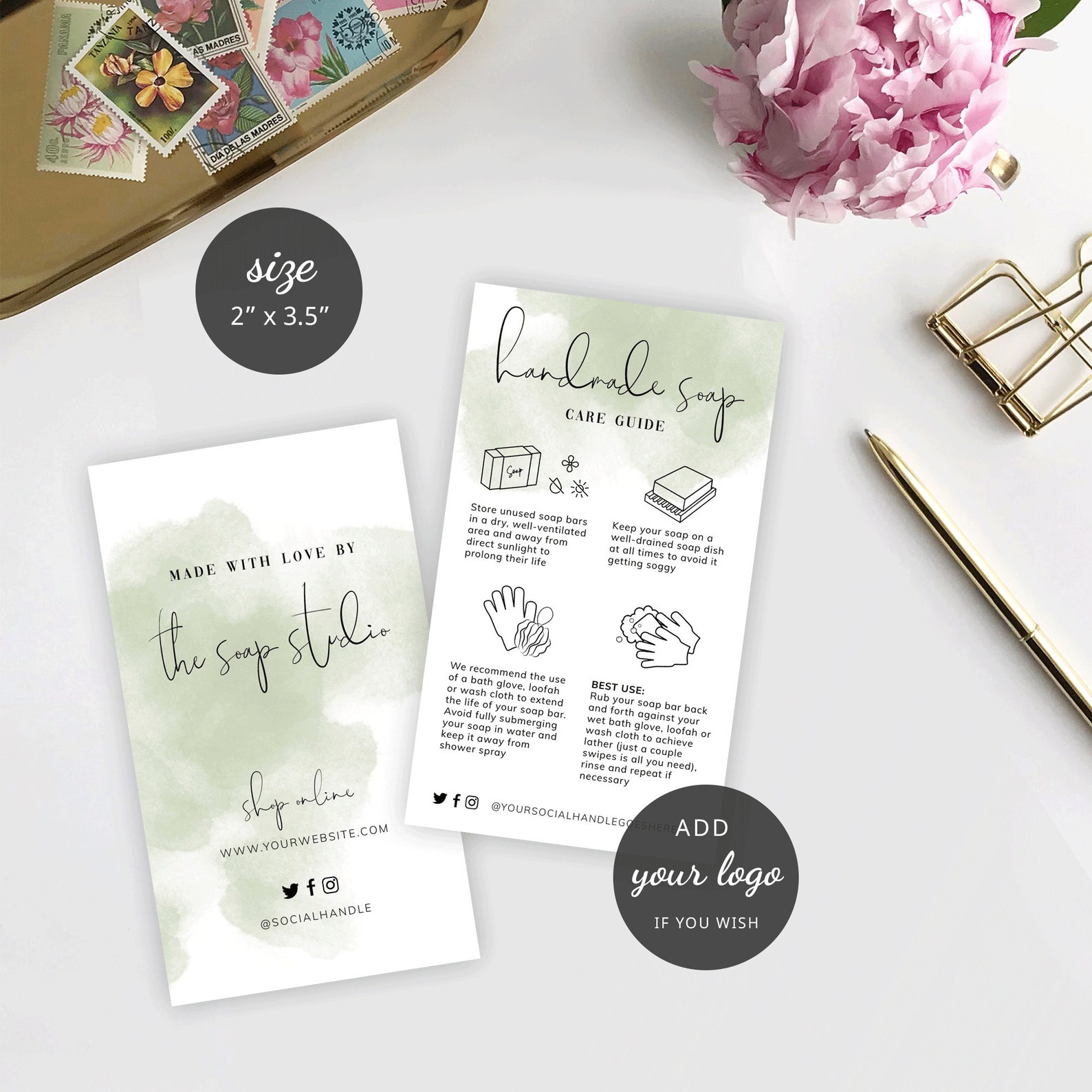 Editable Soap Care Card Template, MINI Soap Care Guide, Instant ...