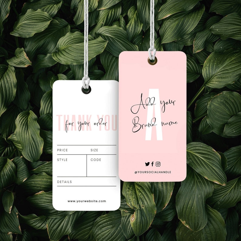 Editable Hang Tag Template, Pink & White DIY Apparel Price Tags, Fashion Boutique Pricing Label, Feminine Clothing Tag Printable, P01 image 1