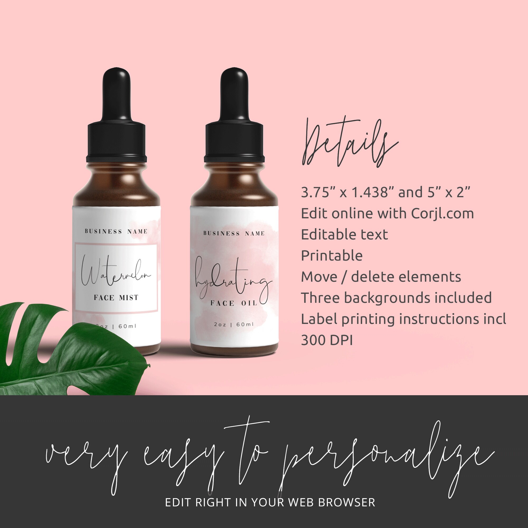 DIY Dropper Bottle Labels 1 Oz 2 Oz 4 Oz Label Template - Etsy