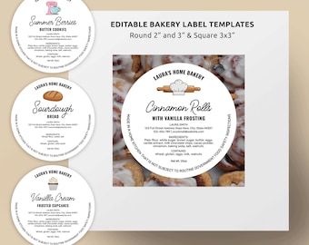 DIY Food Labels Template, Modern Cottage Law Stickers, Cute Bakery Clip Art, Printable Food License Ingredients Label, Instant Download