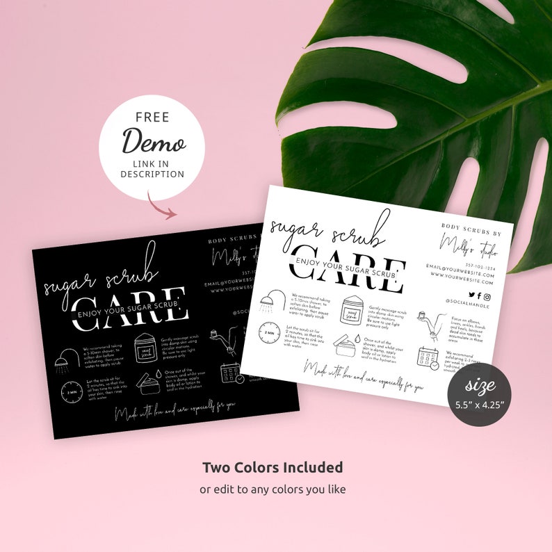 Sugar Scrub Application Guide Template Minimalist Body Scrub Etsy