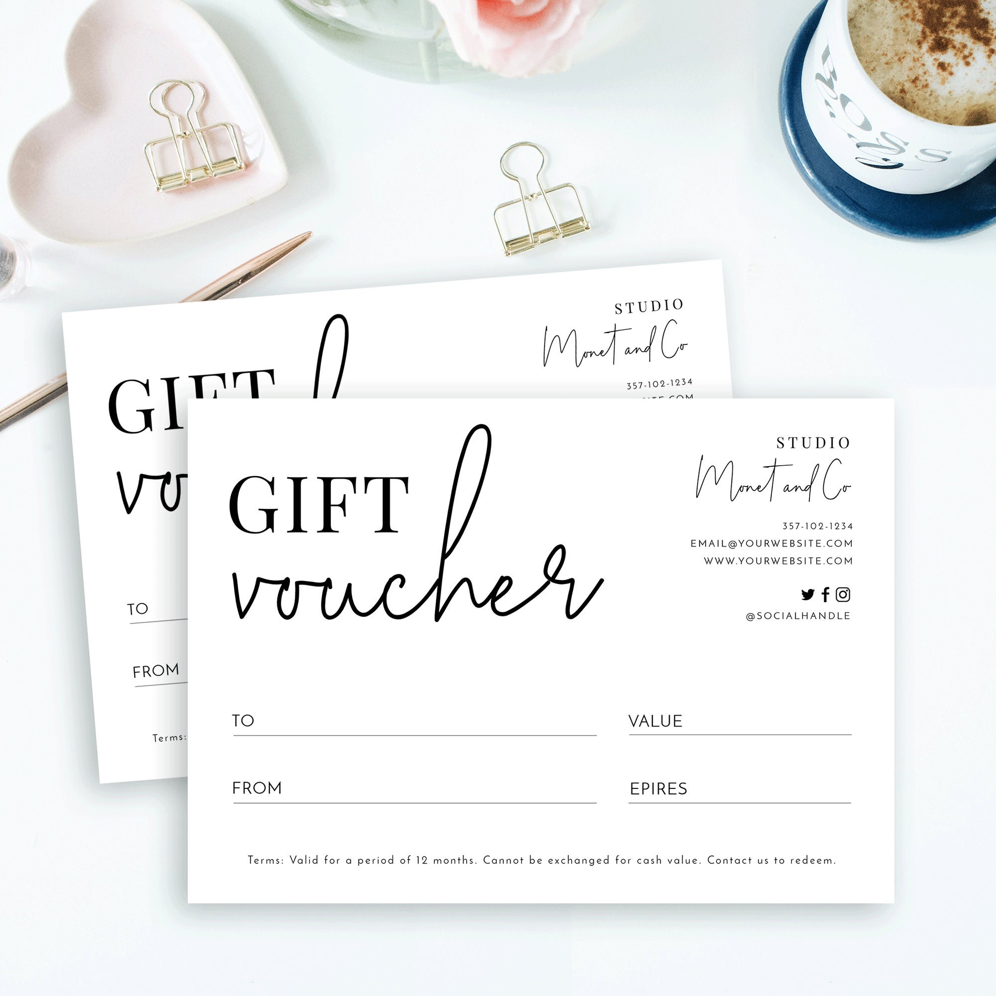 Minimalist Gift Voucher Template Editable Gift Certificate Etsy UK