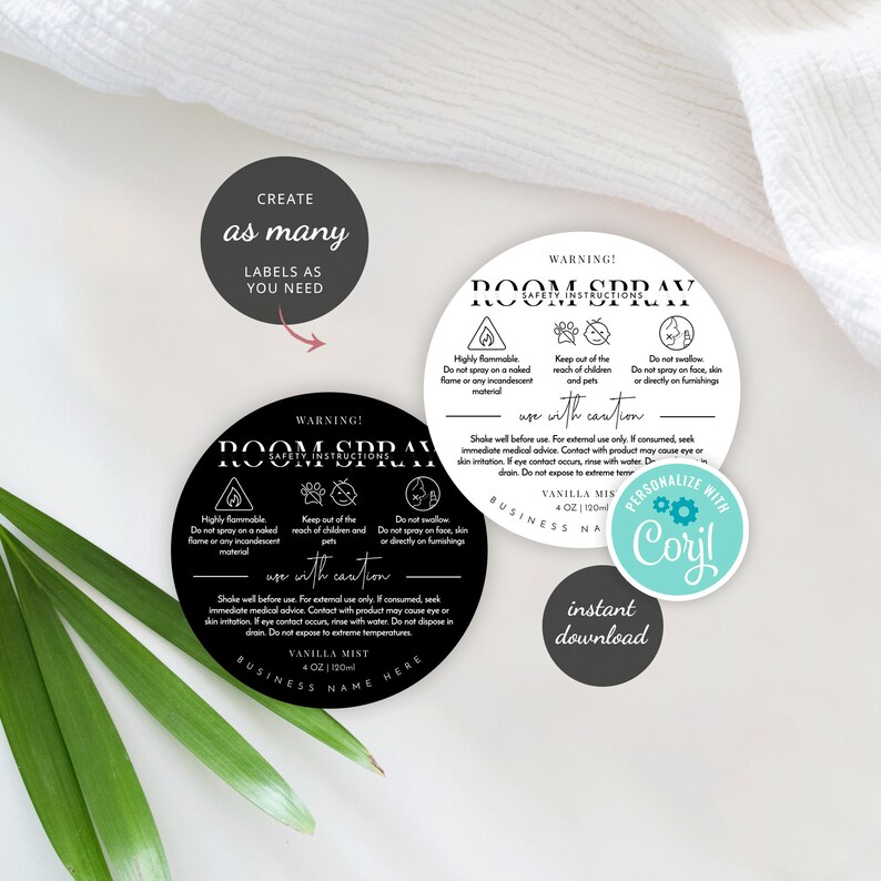 room spray warning label template printable spray safety etsy