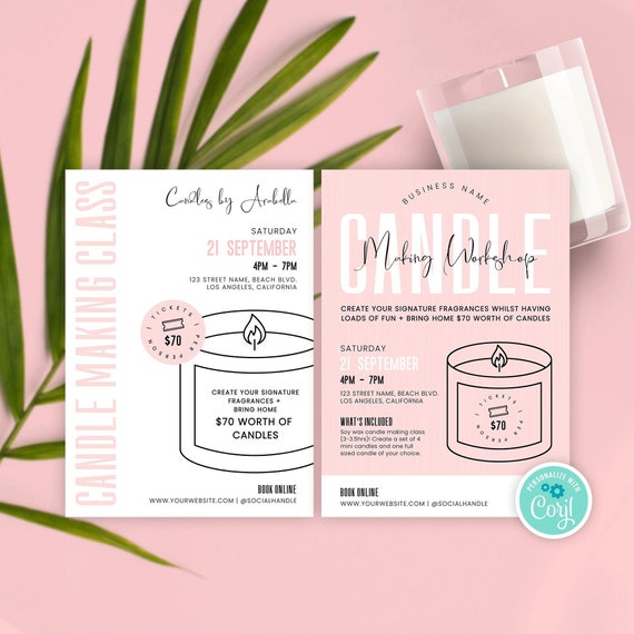 Candle Making Marketing Template Feminine Candle Class Promo Etsy