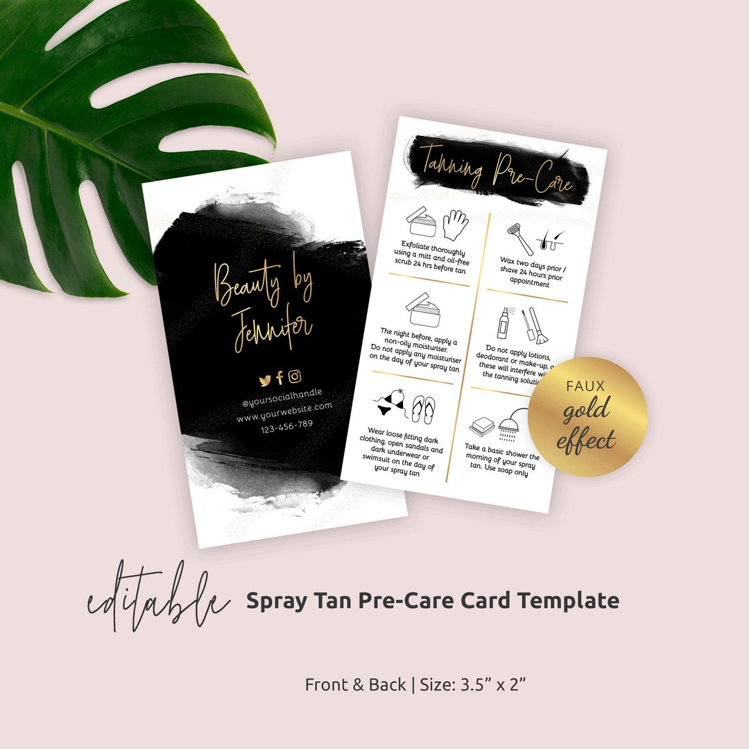 Tanning Precare Template, Editable Spray Tan Pre Care Guide, Printable