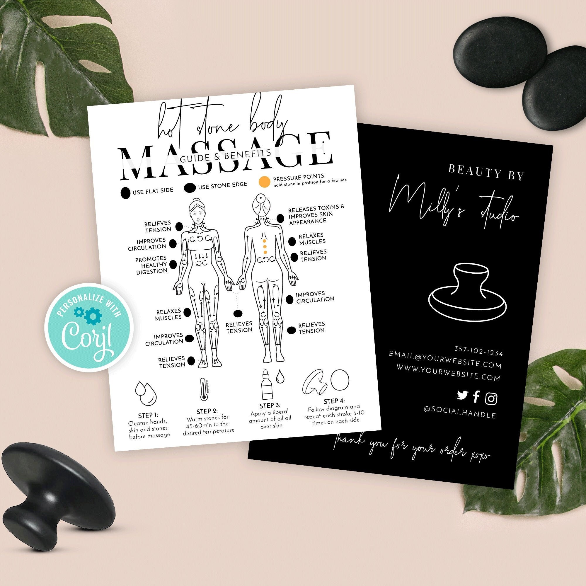 Hot Stone Body Massage Guide Template DIY Heated Handheld - Etsy Canada