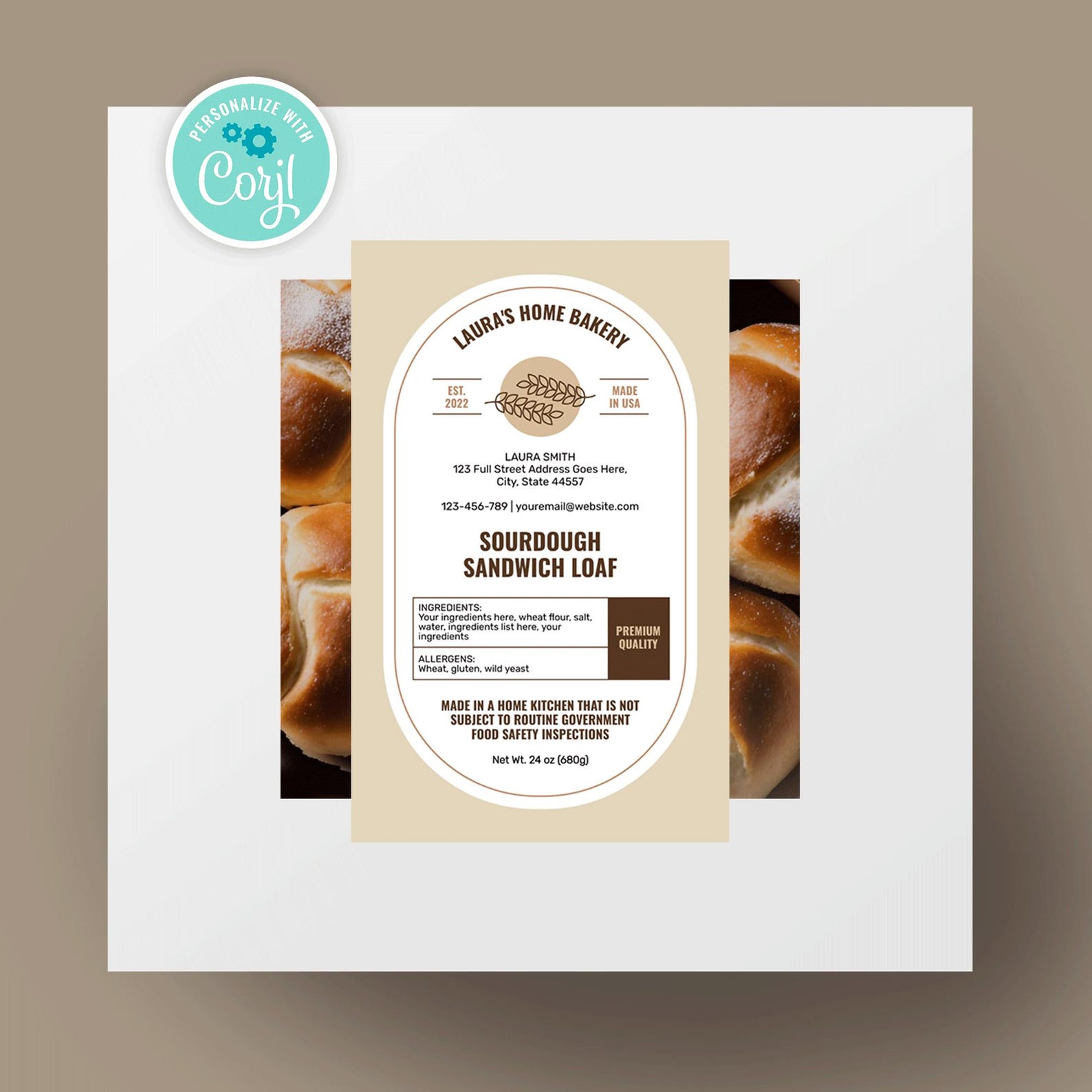 Bread Labels Template, Trendy Beige Cottage Law Sticker Design, DIY ...