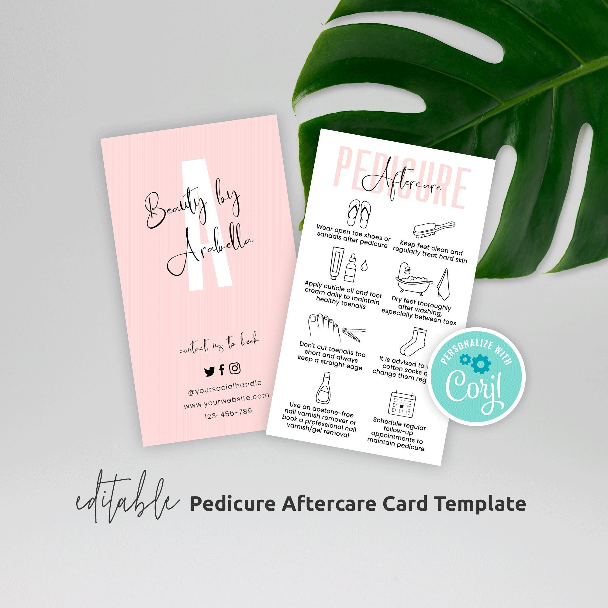 Pedicure Aftercare Template Printable Gel Nails Care Cards Etsy México
