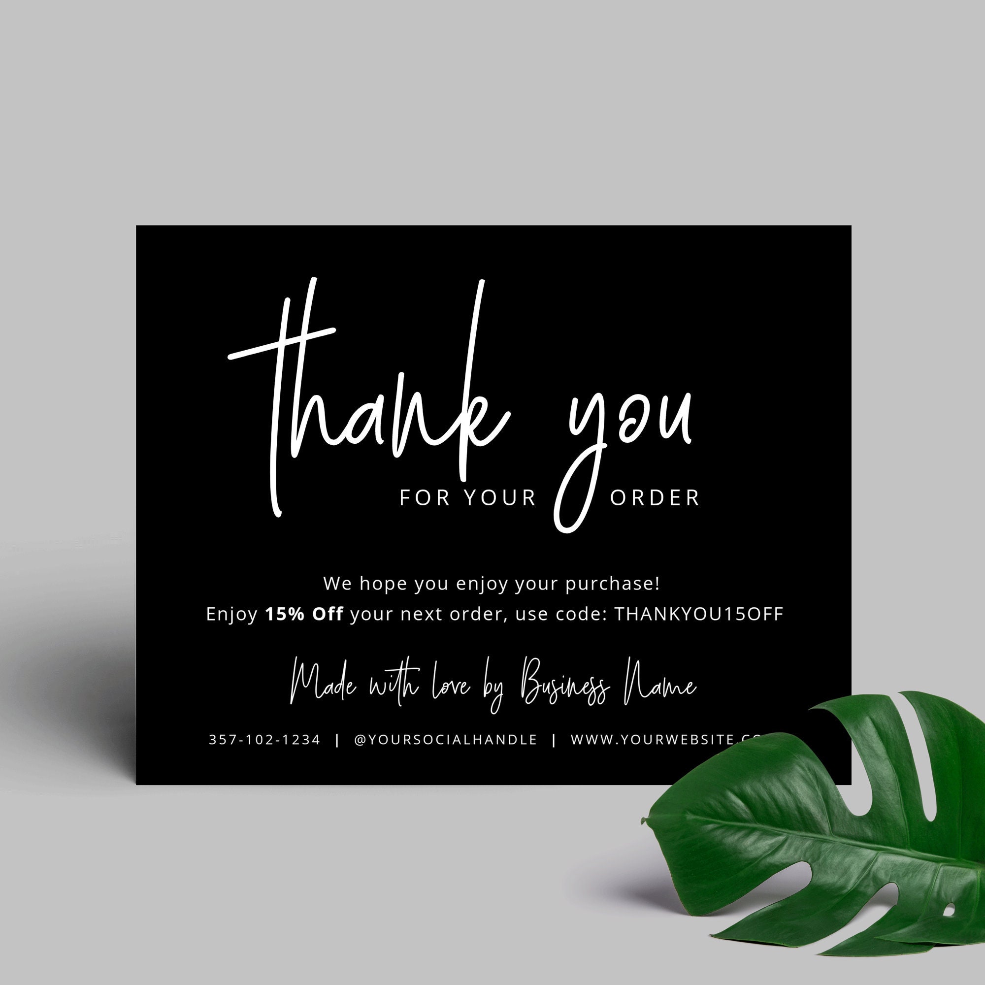 Printable Business Thank You Card Template Corjl Thank You Etsy
