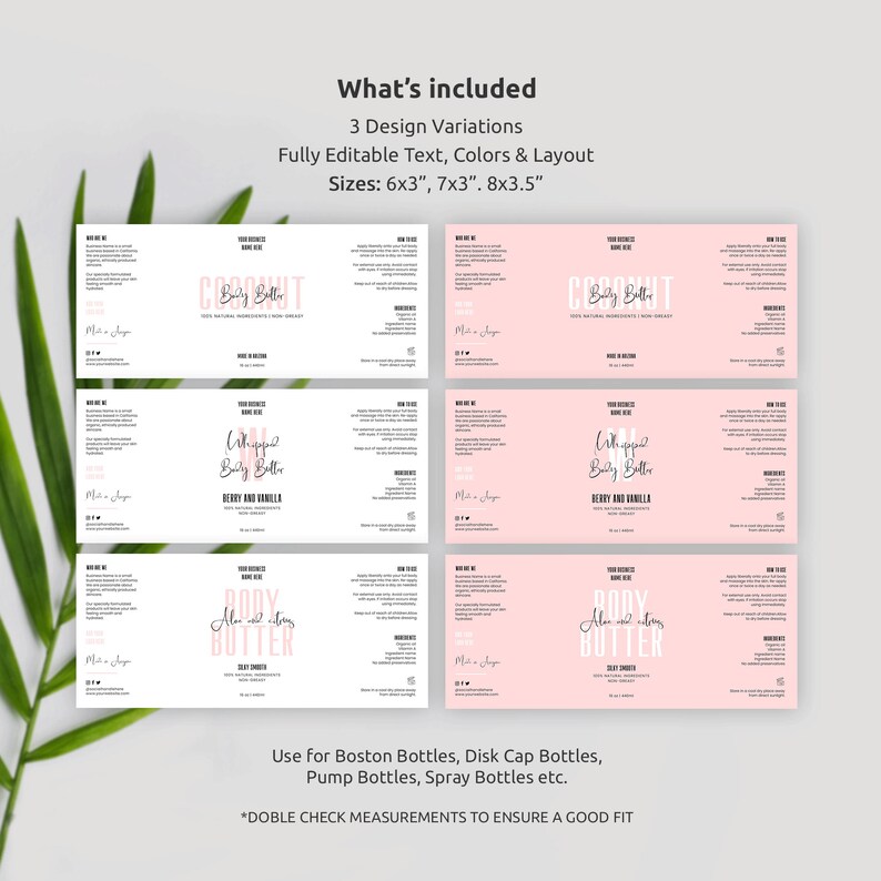 Feminine 8 Oz 16 Oz Boston Bottle Labels Template Editable - Etsy