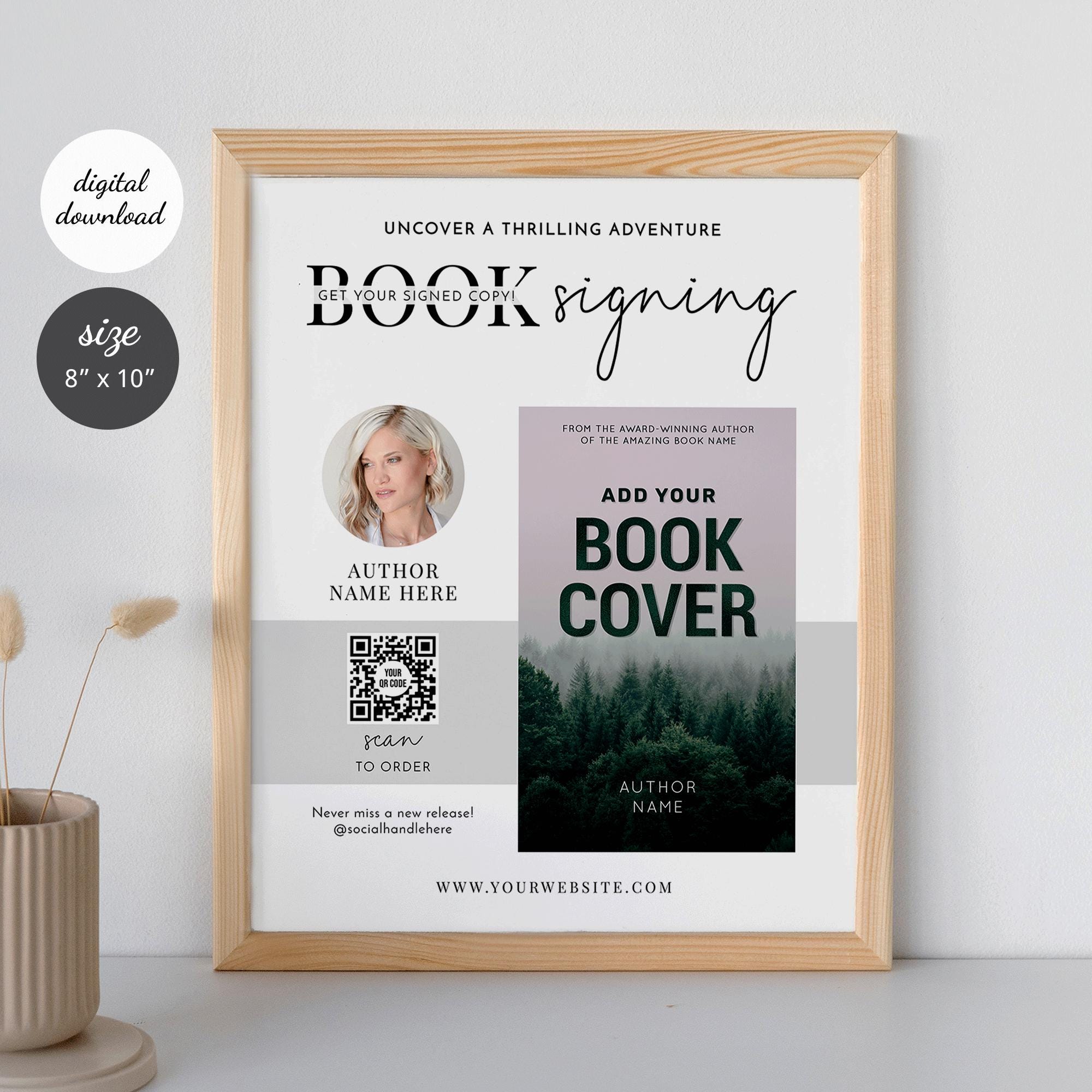 New Book Series Sign Book Launch Table Sign Template, Custom Book Signing 8x10