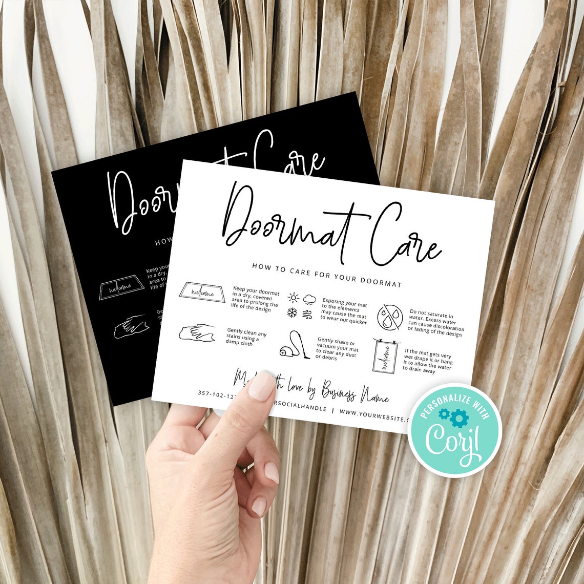 Doormat Flash Card.pdf Doormat Care Guide Template, Printable Floor Mat Care Card Design ...
