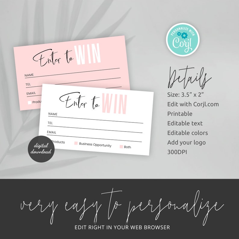 Feminine Enter to Win Template Editable Raffle Ticket Blush - Etsy