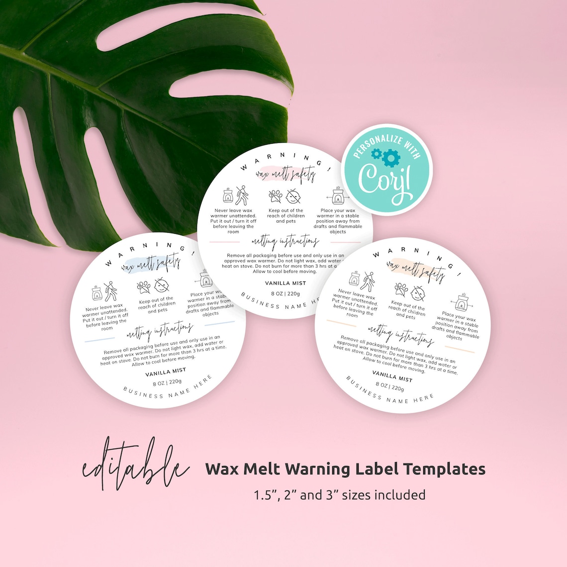 Wax Melt Warning Label Template Editable Wax Melts Safety | Etsy