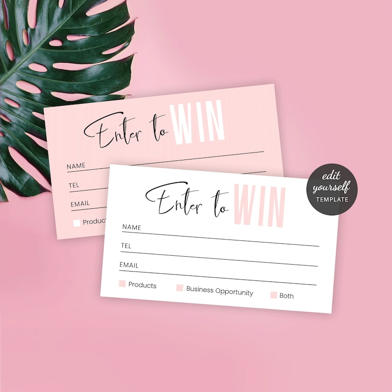 Feminine Enter to Win Template Editable Raffle Ticket Blush - Etsy