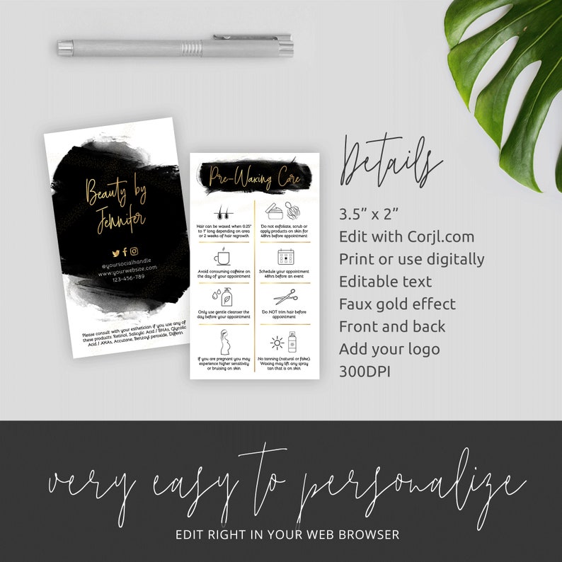 Prewaxing Care Template Editable Pre Wax Care Instructions Etsy