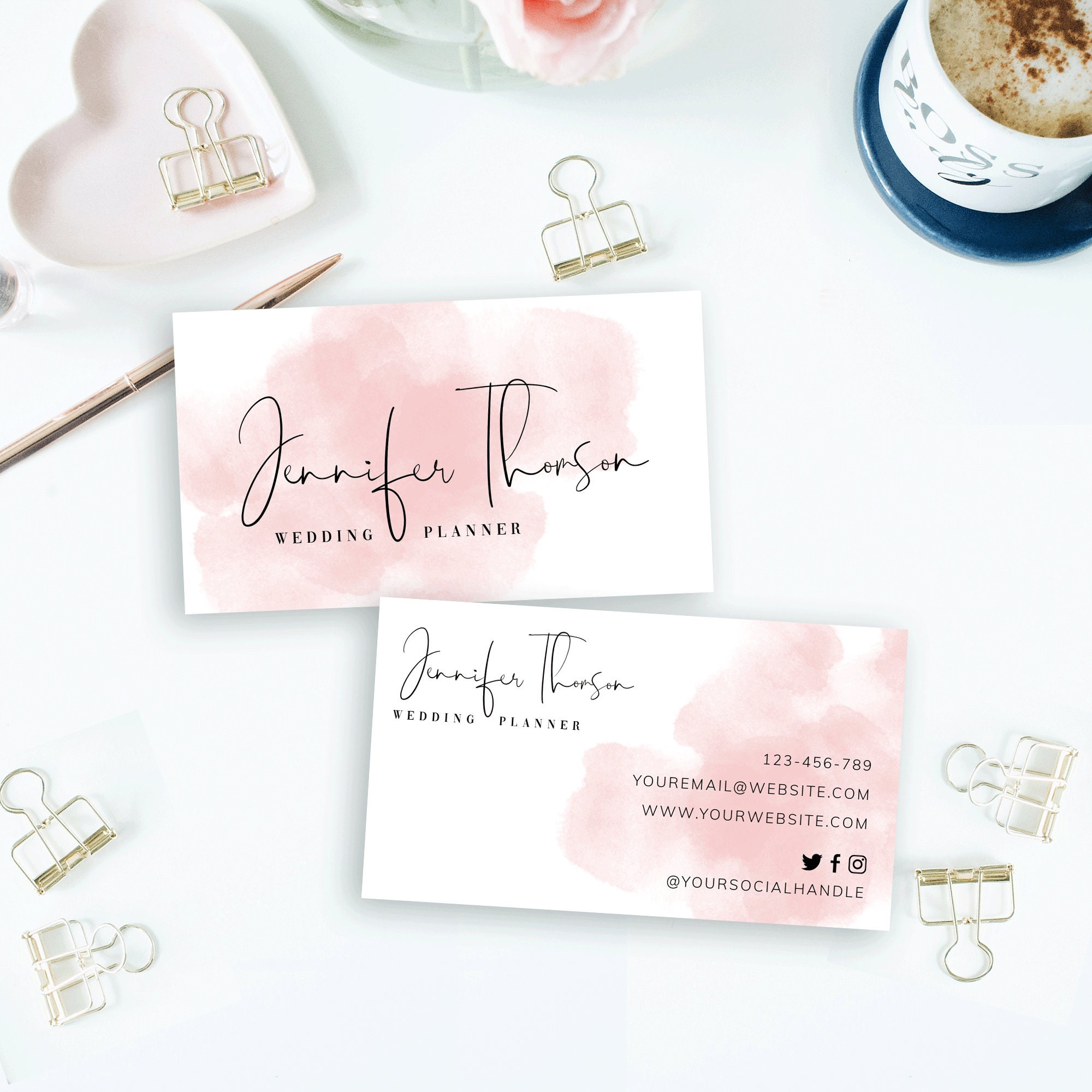 Business Card Template, Editable Pink Business Cards, Printable DIY  Business Cards, Monat Business Cards, Feminine Business Card. DTP-025 