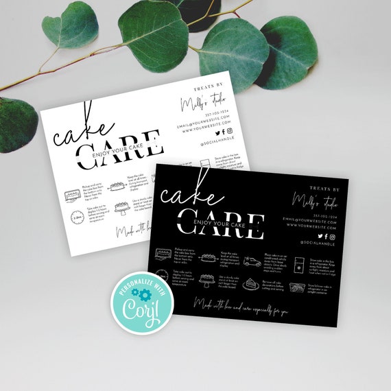 Editable Cake Care Card, Cake Care Guide Template, Minimalist Wedding Cake Care Note, Printable Cake Transport Instructions, Instant, M-002