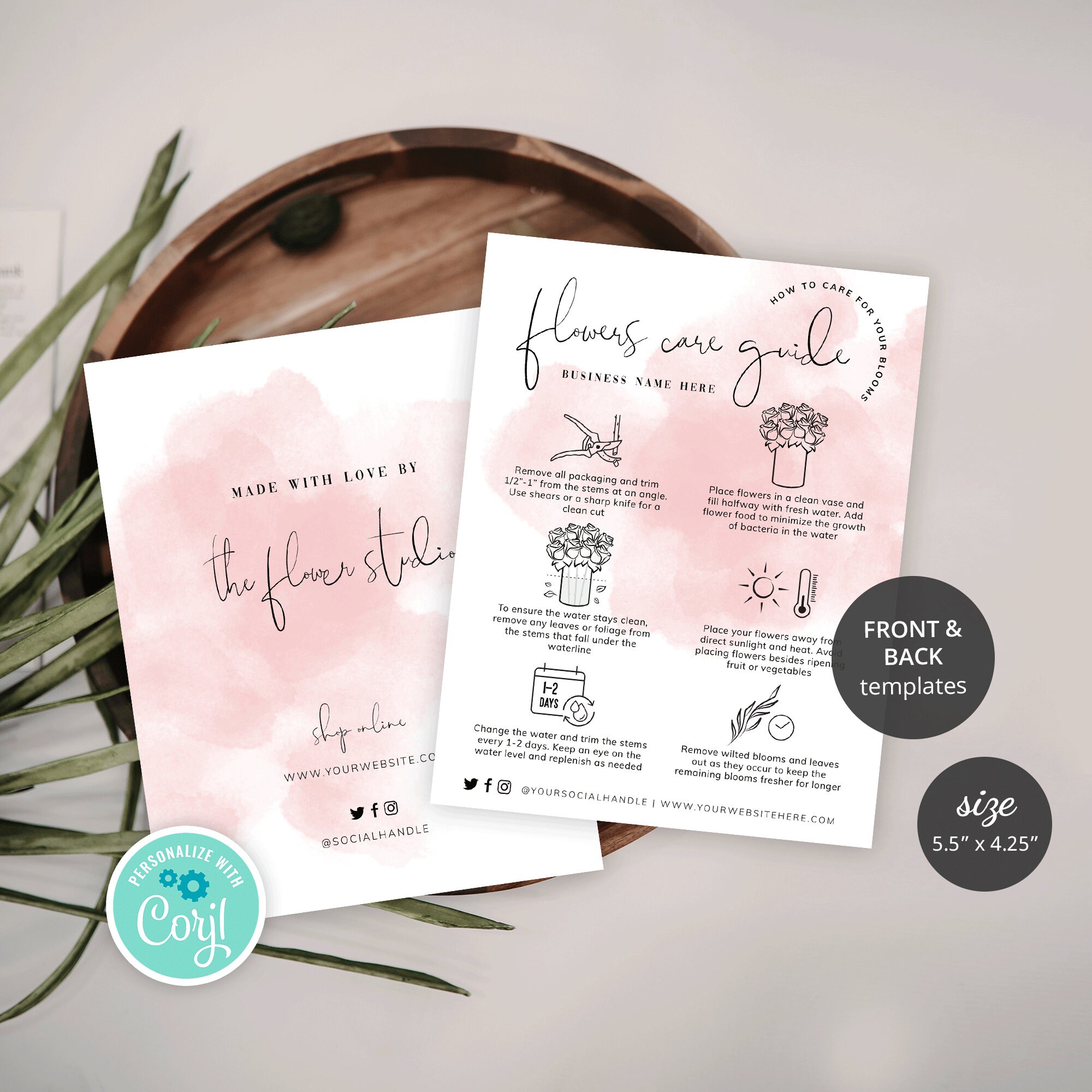 Fresh Flowers Care Card Template Feminine Bouquet Care Etsy Ireland