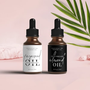 5ml Dropper Bottle Label Template, Printable 10ml 15ml Essential Oil Label Design, Editable Cosmetic Roller Bottle Wrap Around Sticker M-002