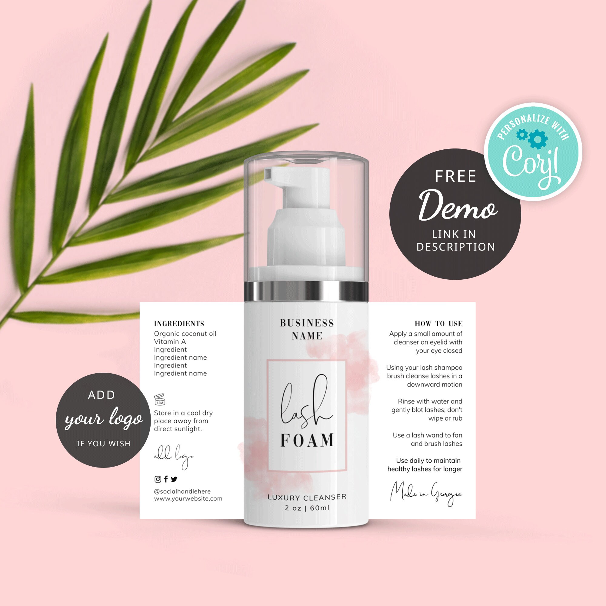 Lash Cleanser Bottle Label Template Editable Eyelash Shampoo Etsy Canada