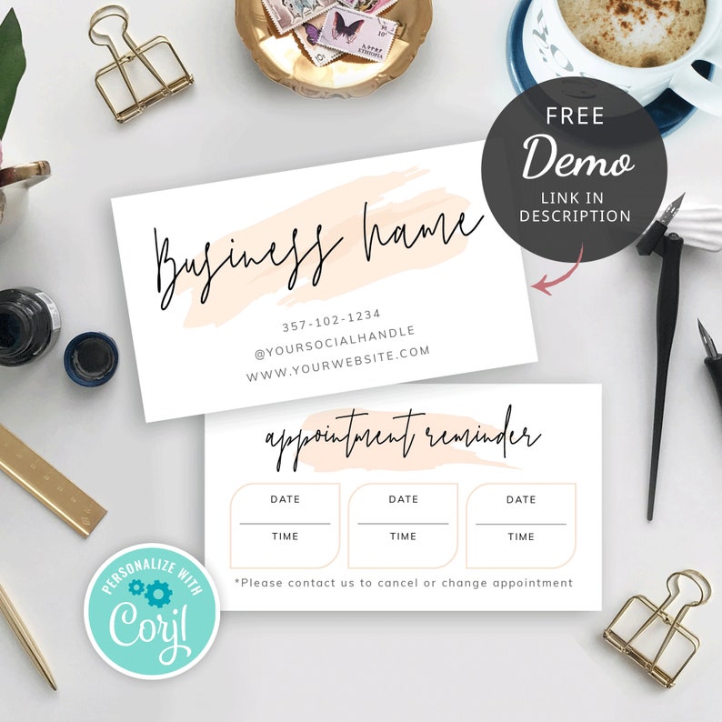 Printable Appointment Card Template Beauty Salon Booking Etsy