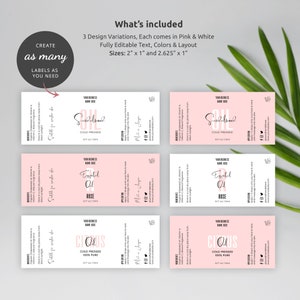 Essential Oil Bottle Label Template, Editable 5ml 10ml 15ml Dropper ...