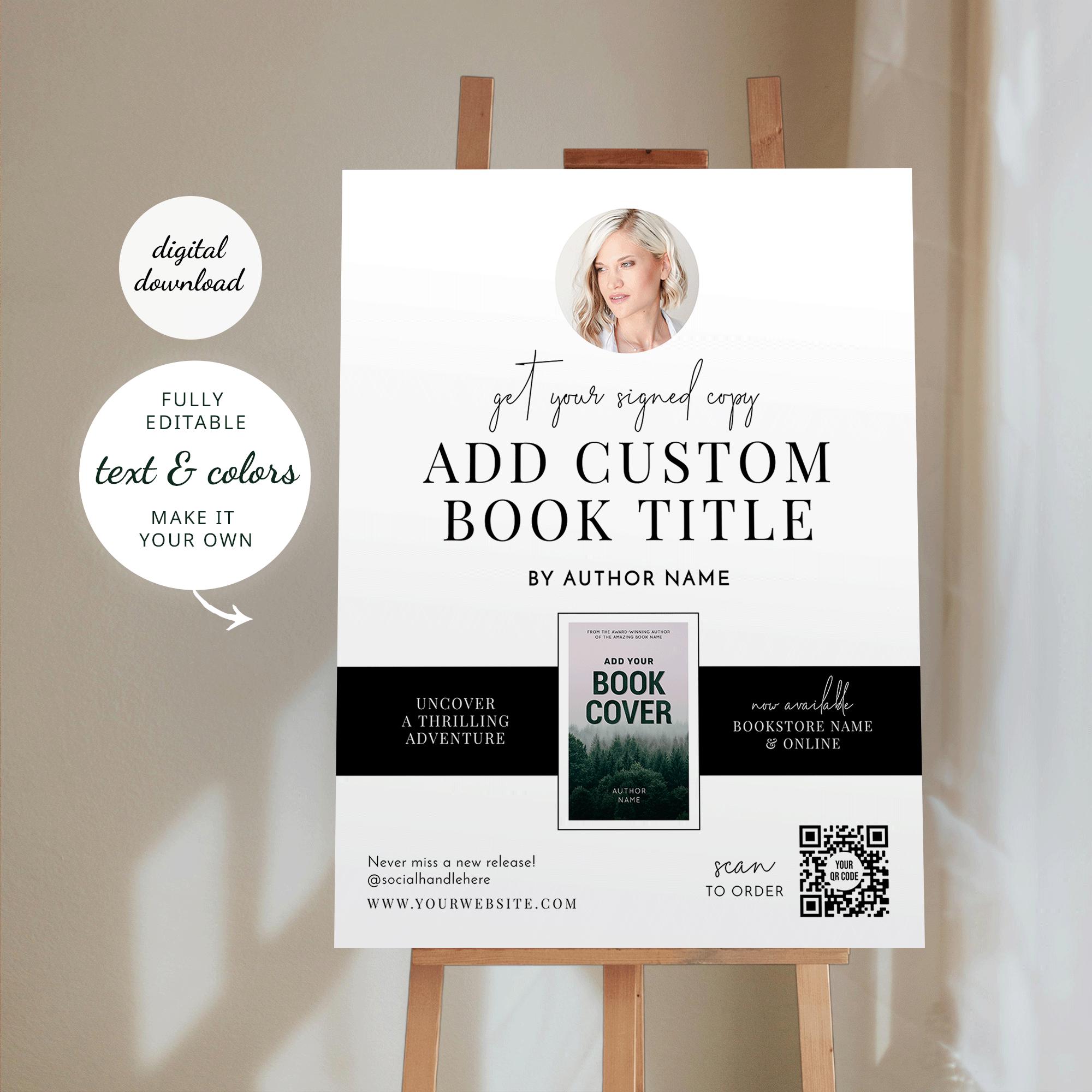 Book Signing Sign Template, Custom Book Launch Promo Poster, Minimalist ...