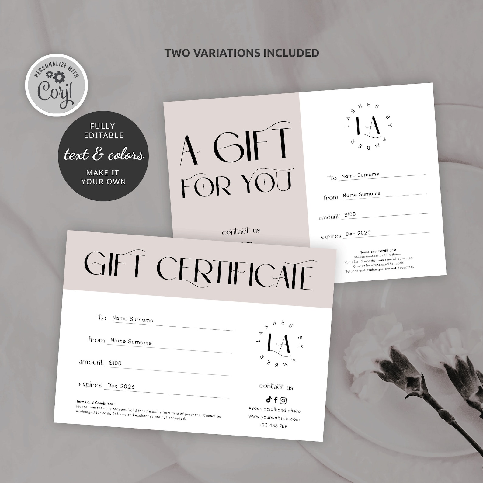 Modern Gift Certificate Template DIY Beauty Salon or Spa Gift Etsy