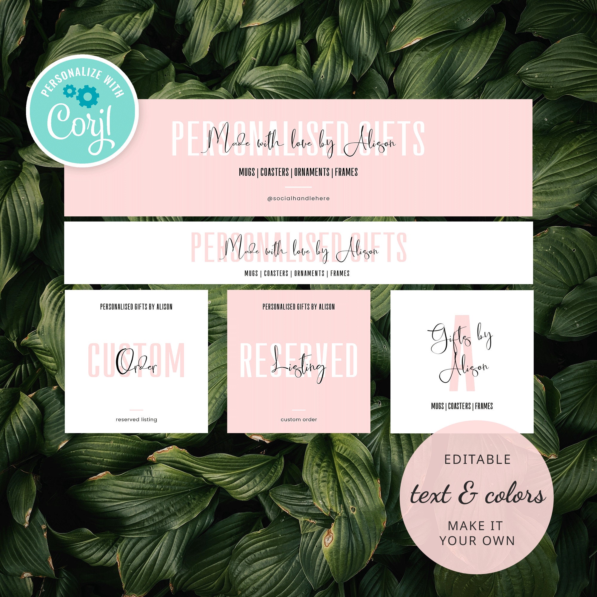 Editable Etsy Shop Kit, DIY Etsy Header Template, Minimalist Esty