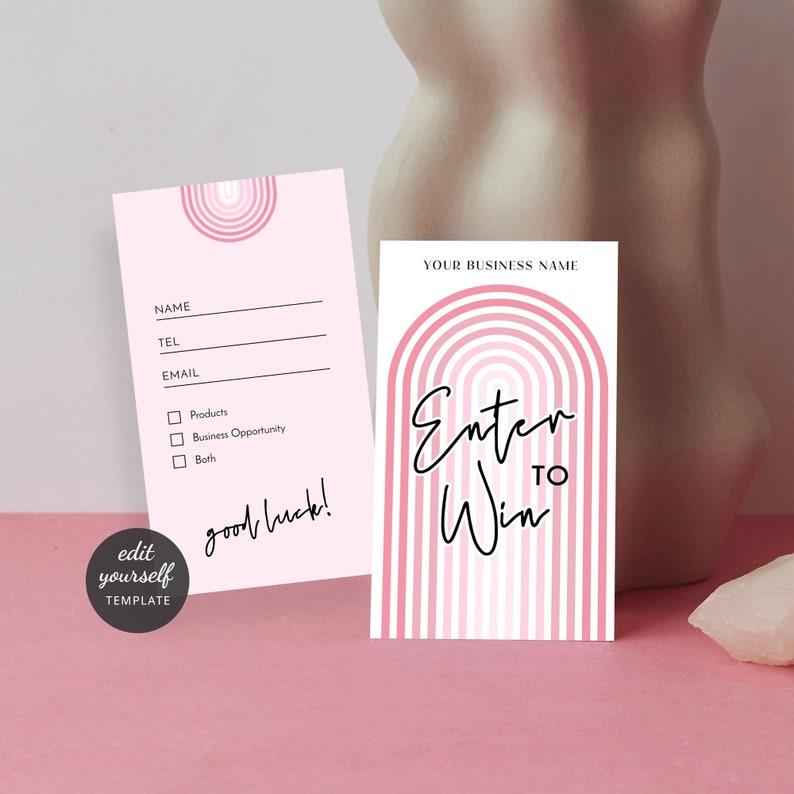 Retro Pink Raffle Tickets Template Editable Enter to Win - Etsy