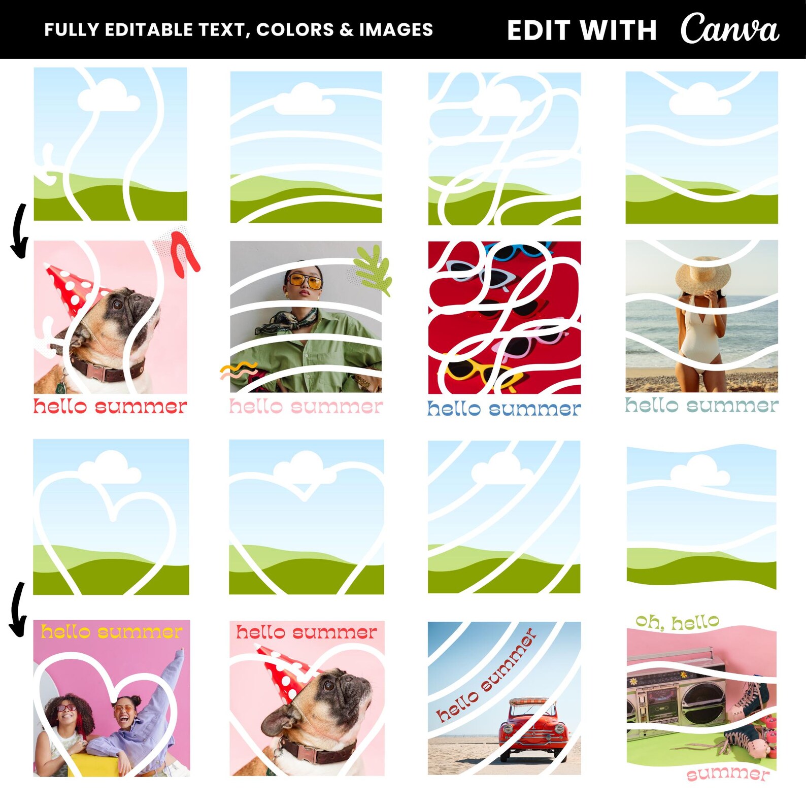 Retro Canva Frame Templates, Drag & Drop Groovy Canva Photo Frames ...