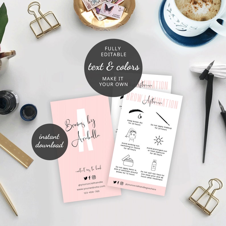 Editable Brow Aftercare Card Brows Tint Care Instructions Etsy UK