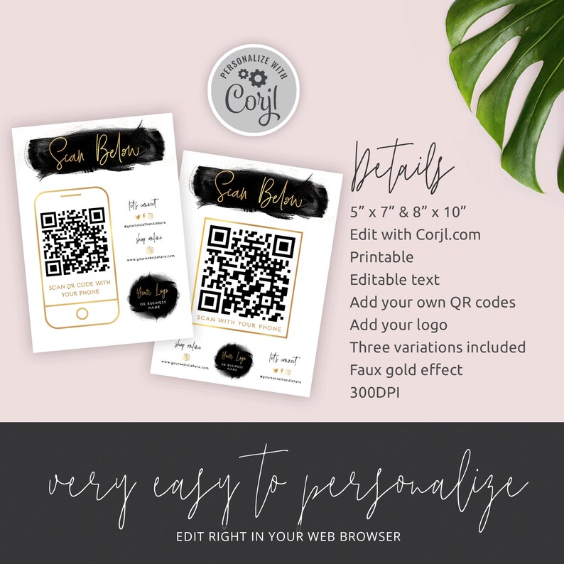 QR Code Board Template Editable QR Scan Sign Design Black & - Etsy