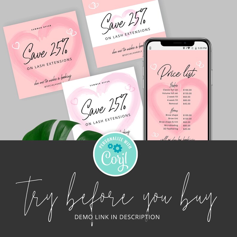 Instagram Price List Template Digital Beauty Price List Etsy Instagram Price List Template Digital Beauty Price List Etsy