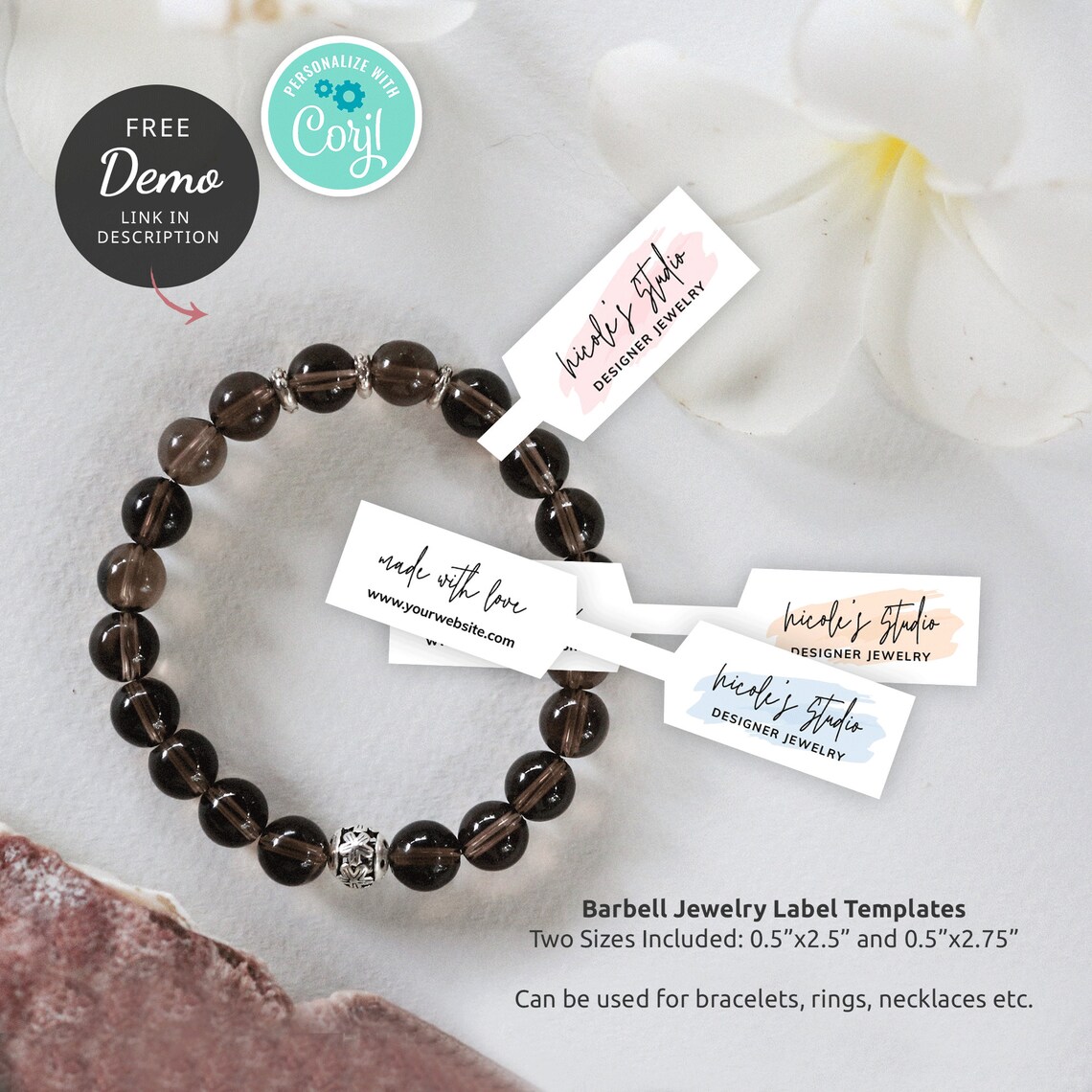 Editable Jewelry Tag Template Feminine Bracelet Label Design - Etsy