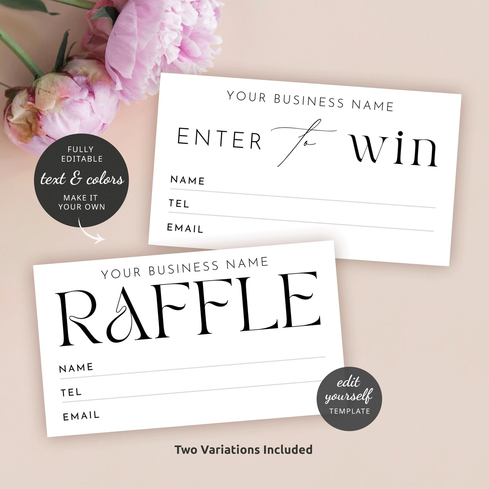 Custom Raffle Ticket Canva Template, Minimalist Enter to Win Cards ...